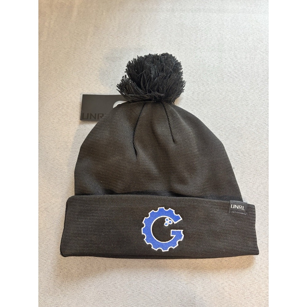 UNRL Elite Winter Knit Beanie Hat OS Black Thermal Liner Detachable Pom-Pom